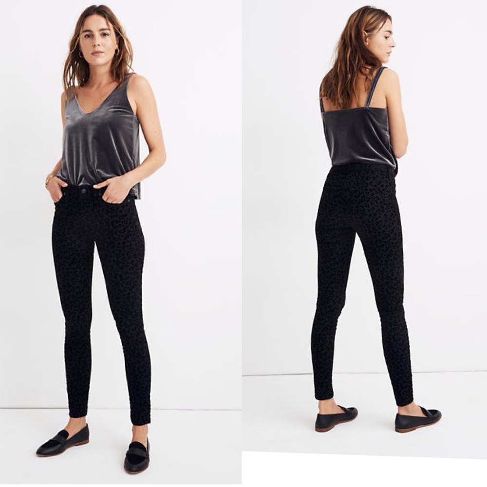 NWT Madewell 9" Mid-Rise Skinny Jeans: Flocked Leopard